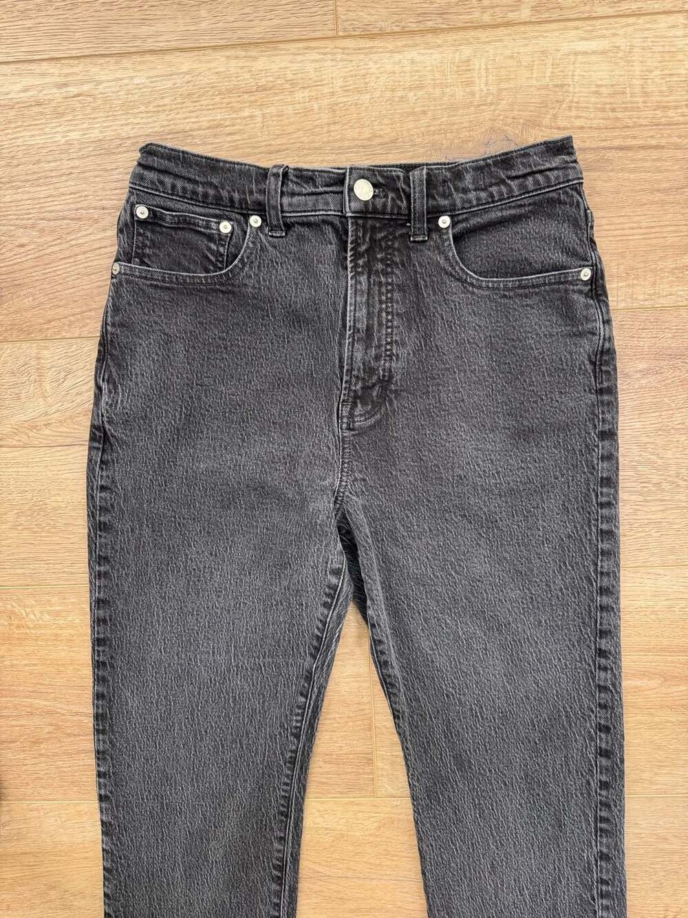 Madewell 90s Straight Jeans Black Wash High Rise Stretch Denim Size 29 - Picture 3 of 16